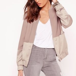Missguided Satin Two Tone Mauve Pink Bomber Jacket 2